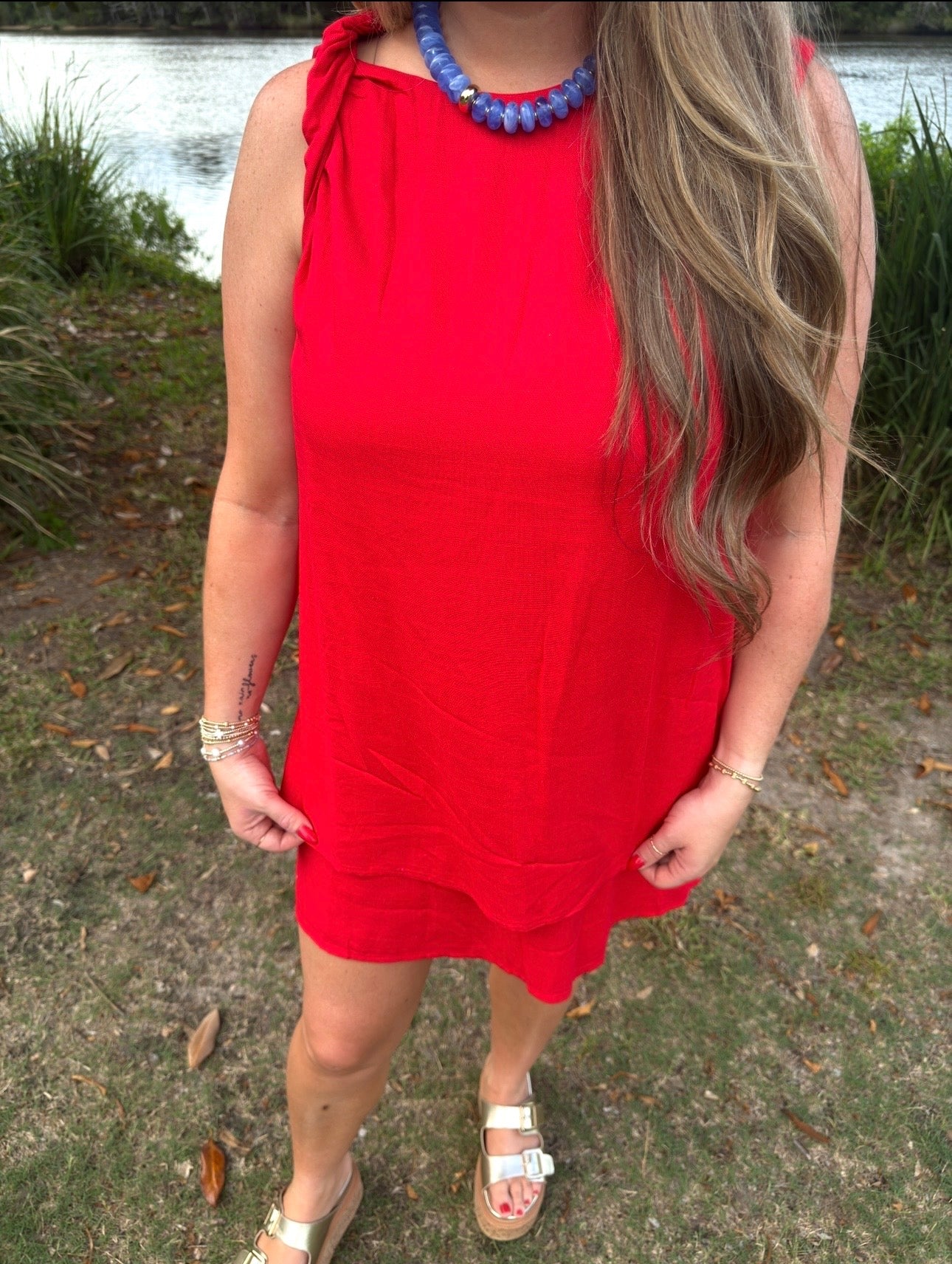 Red Linen Dress